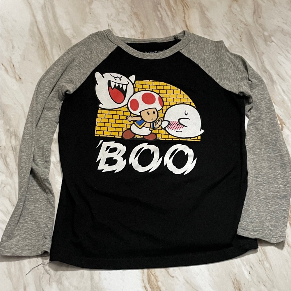 Mario Themed Toad Kids Graphic Long Sleeve Shirt